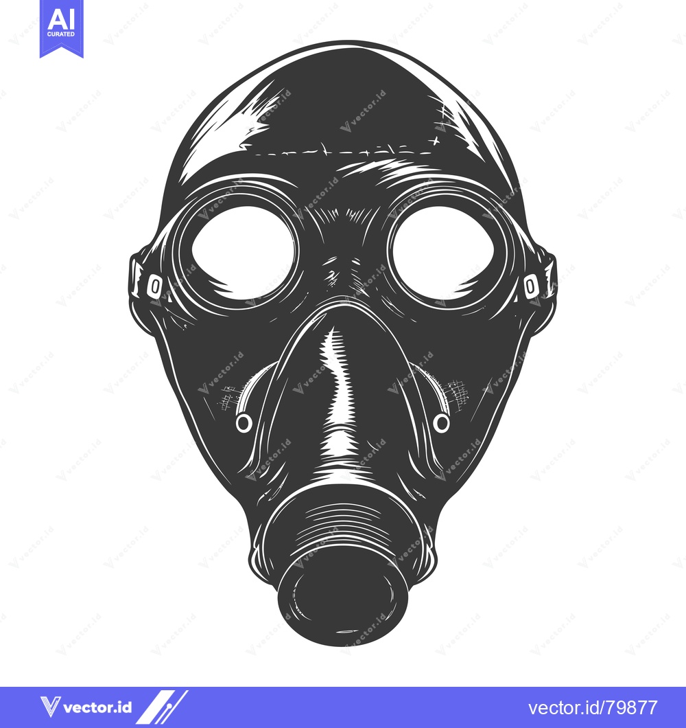 Premium Vector dari Black and White Illustration of a Gas Mask