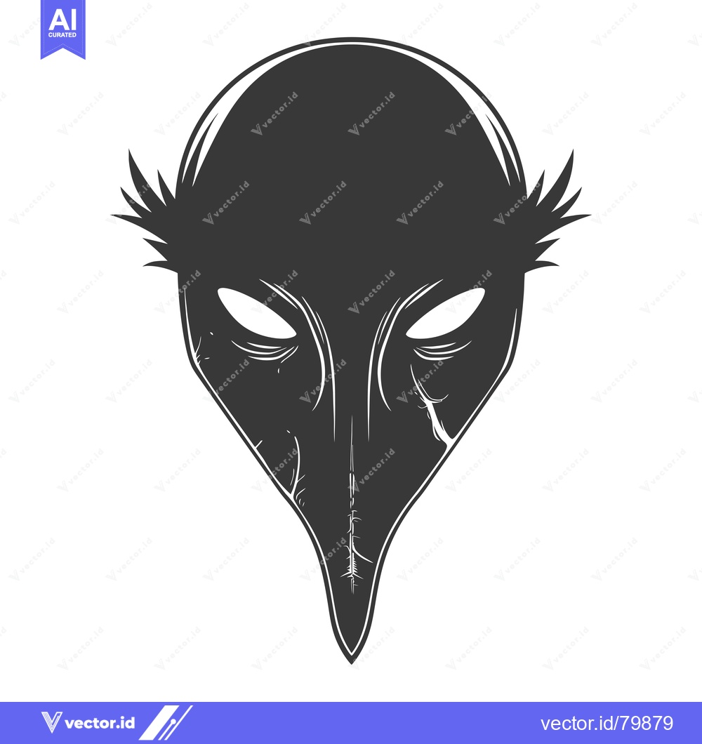 Premium Vector dari Black and White Illustration of a Bird-Like Mask
