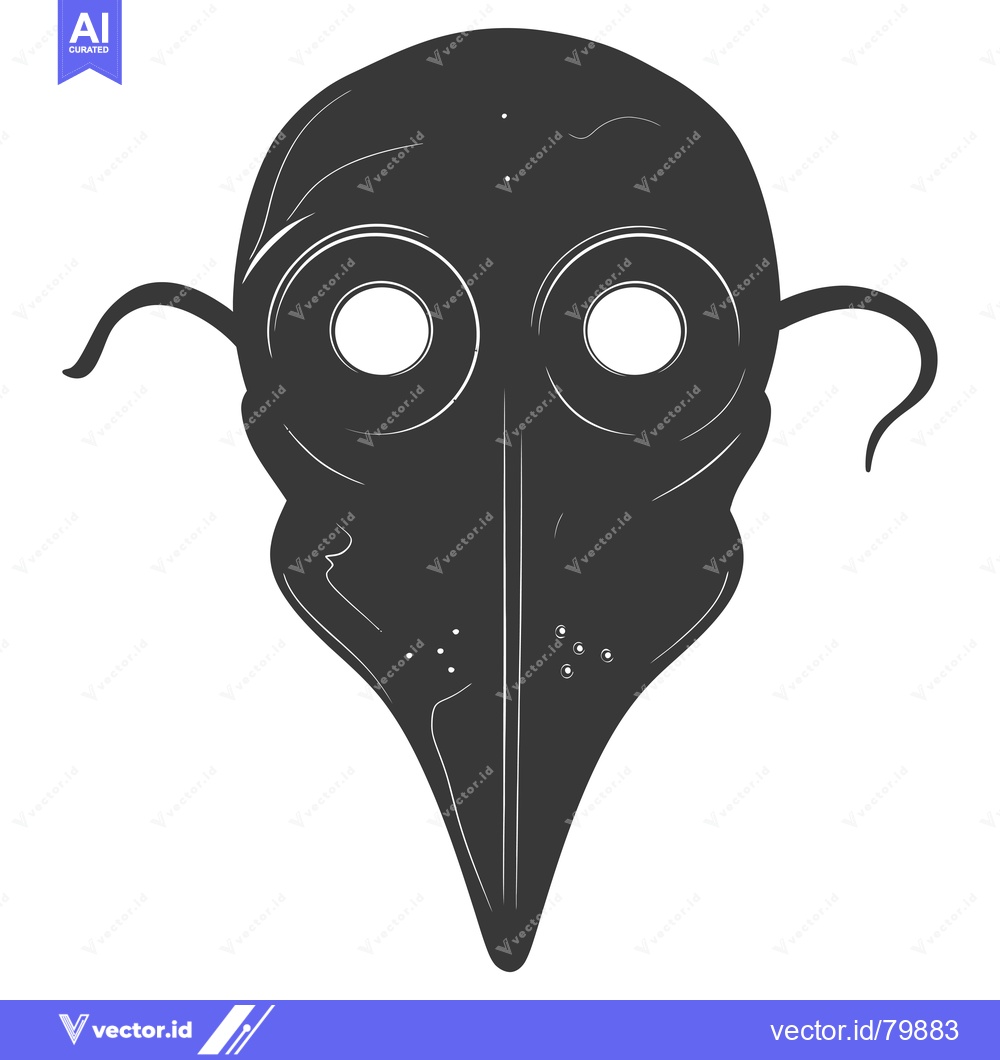 Premium Vector dari Black and White Plague Doctor Mask Illustration