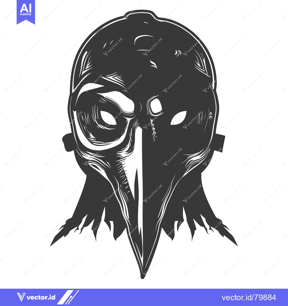 Premium Vector dari A Detailed Black and White Illustration of a Plague Doctor's Mask