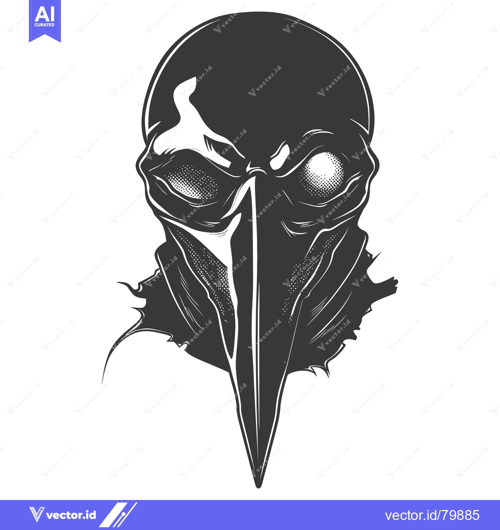 Premium Vector of Monochrome Illustration of a Face with a Long, Sharp Beak