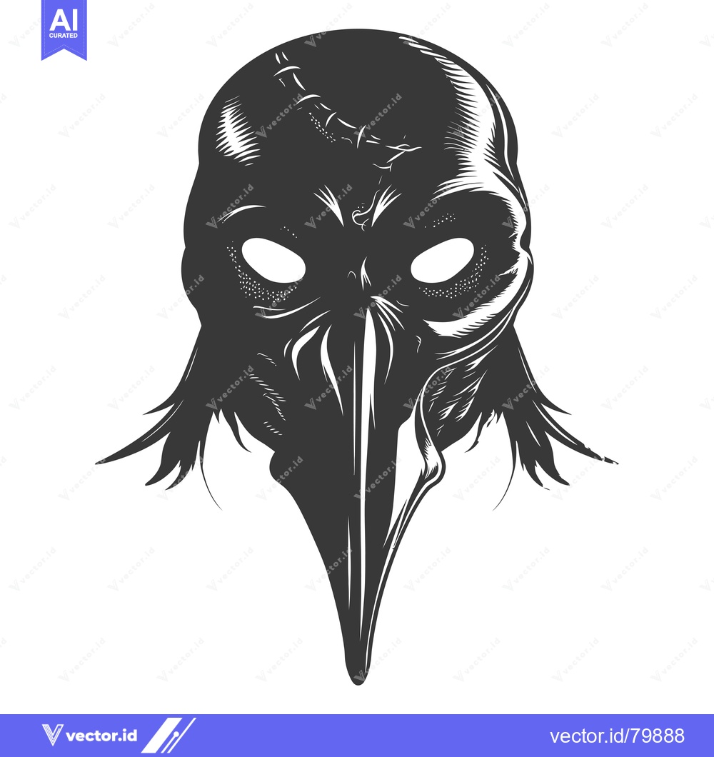 Premium Vector dari A Black and White Illustration of a Plague Doctor Mask