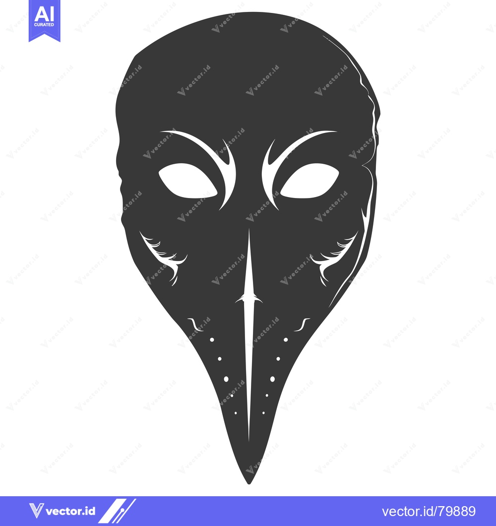 Premium Vector dari Black and White Mask with a Long Nose and Eyebrows