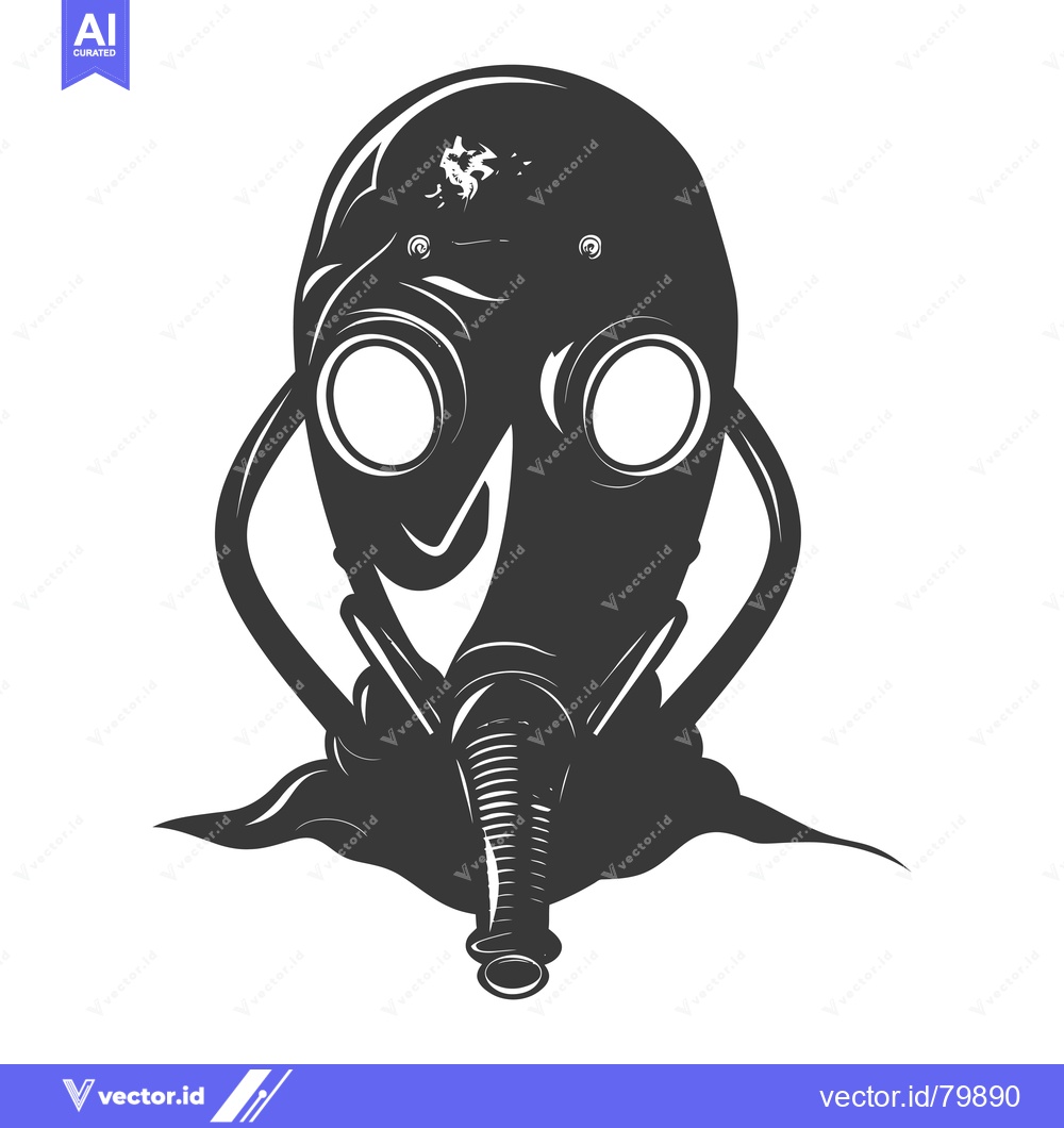 Premium Vector of A black and white illustration of a gas mask.