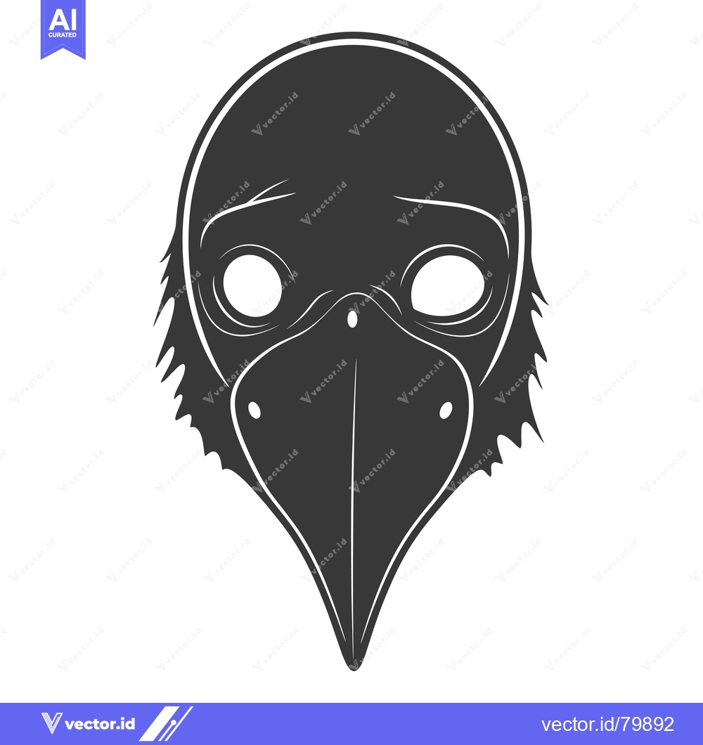 Premium Vector dari A Black and White Illustration of a Bird Mask