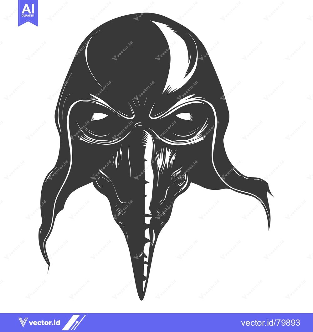 Premium Vector dari A Black and White Illustration of a Mask with a Long Nose and Eyes