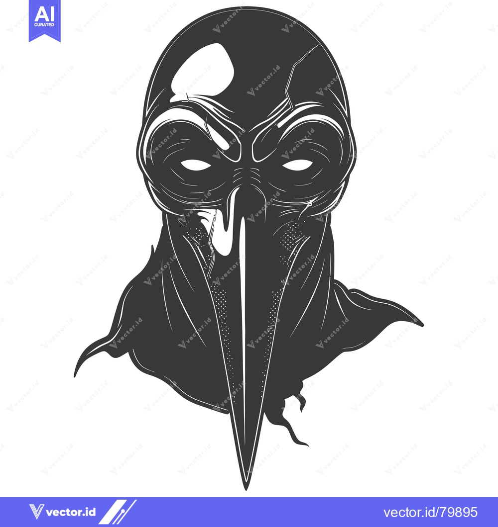Premium Vector dari Monochromatic Illustration of a Person with a Bird-like Mask