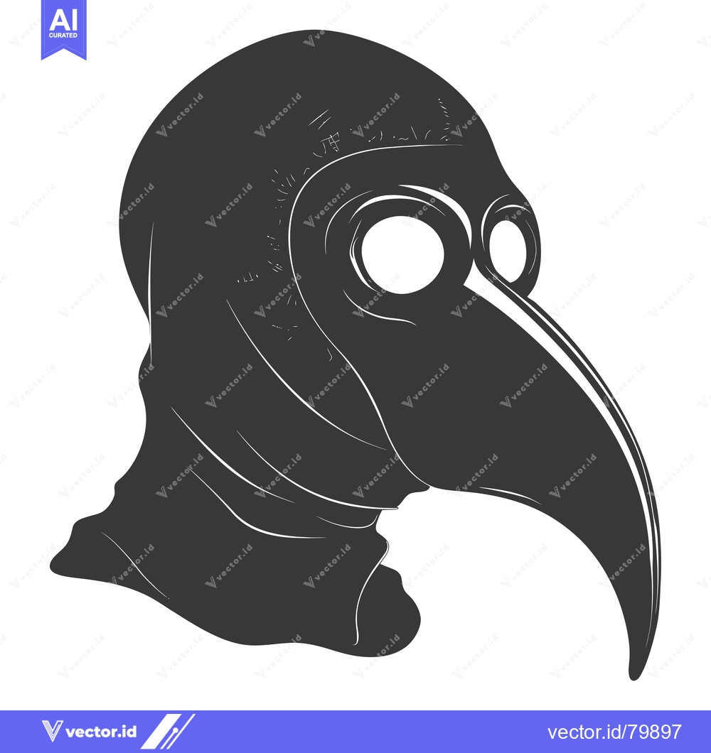 Premium Vector dari Black and White Illustration of a Plague Doctor's Mask