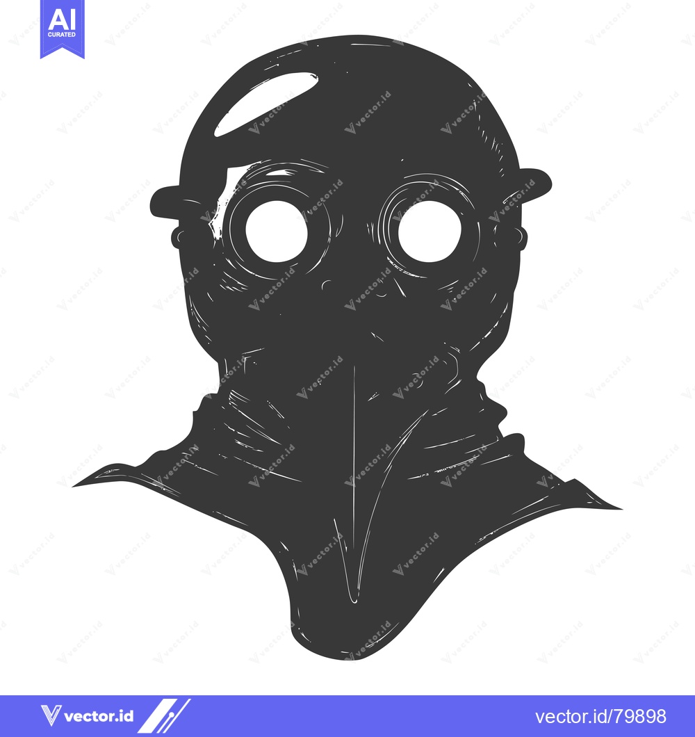 Premium Vector of Black and White Illustration of a Plague Doctor Mask
