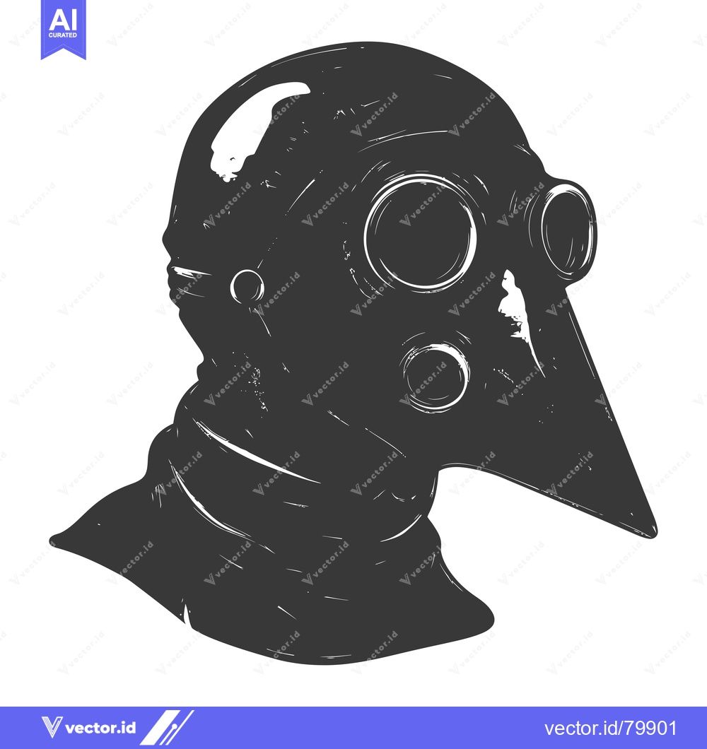 Premium Vector of Black and White Sketch of a Person Wearing a Gas Mask with a Long Nose