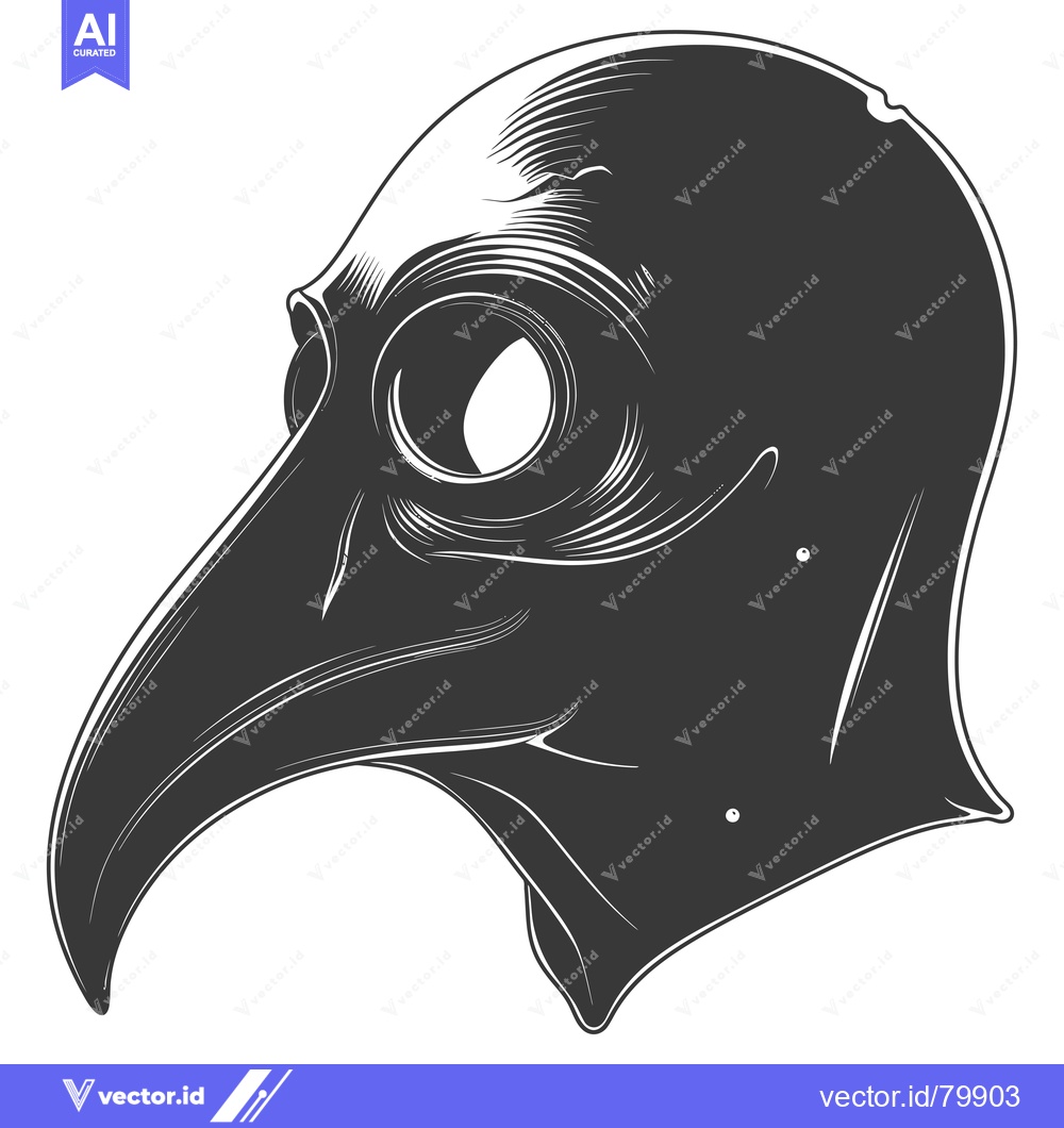 Premium Vector dari Black and White Illustration of a Plague Doctor Mask