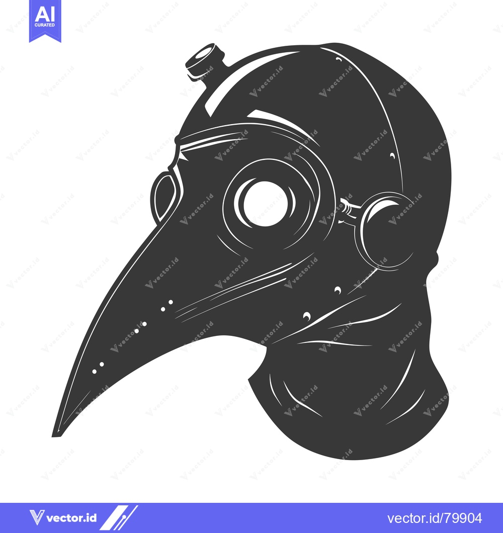 Premium Vector dari A Steampunk-Style Plague Doctor Mask with a Long Beak