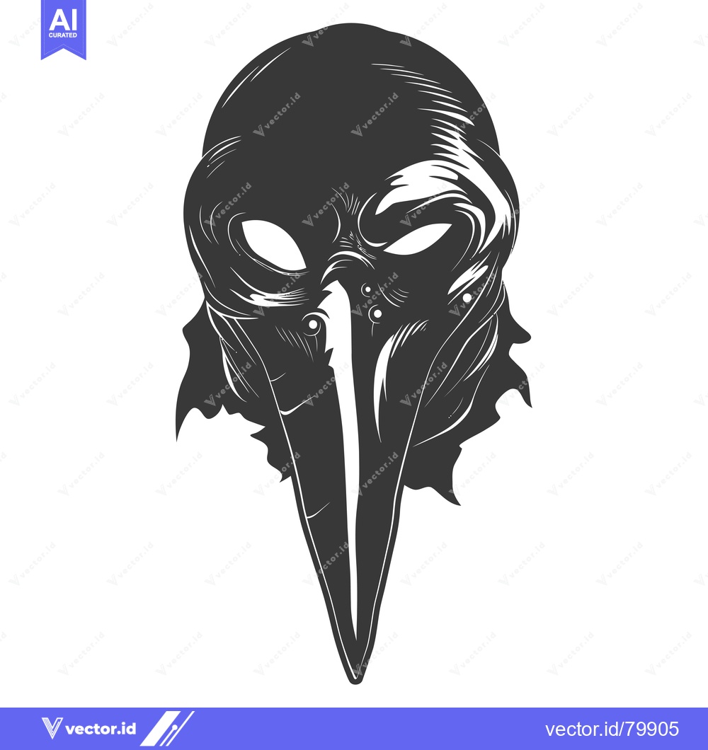 Premium Vector of A Detailed Black and White Illustration of a Bird-like Mask