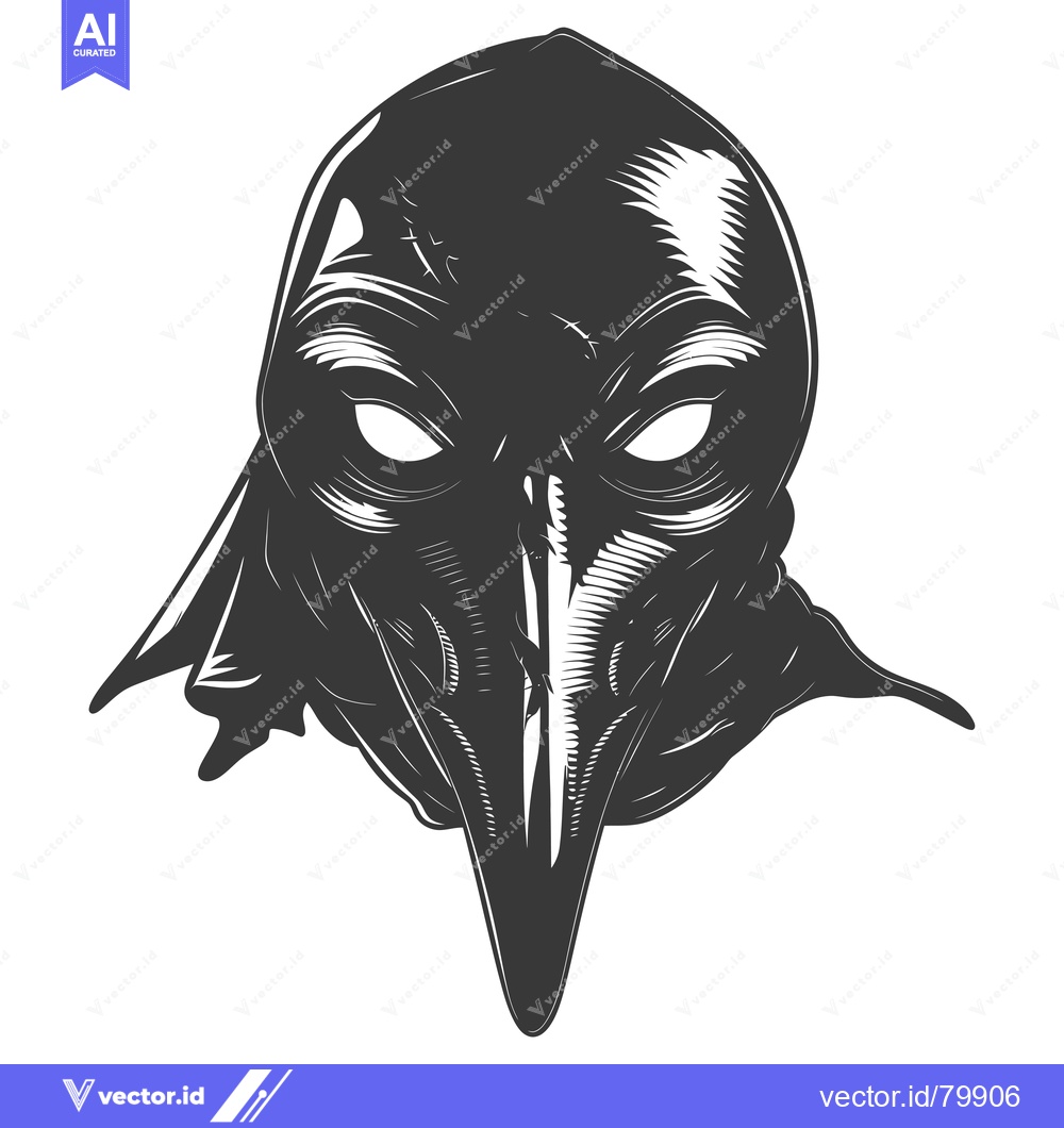 Premium Vector dari A Detailed Black and White Illustration of a Plague Doctor Mask
