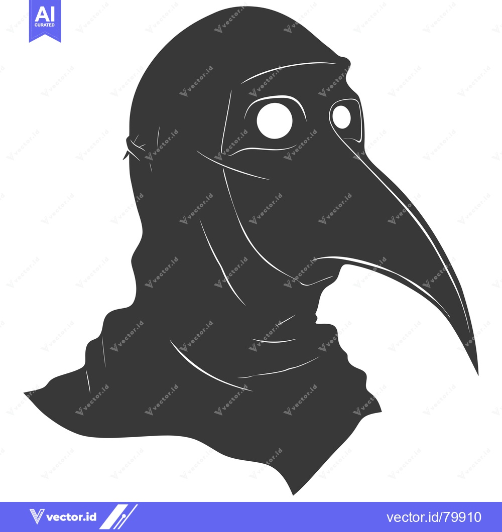 Premium Vector dari Black and White Silhouette of a Plague Doctor
