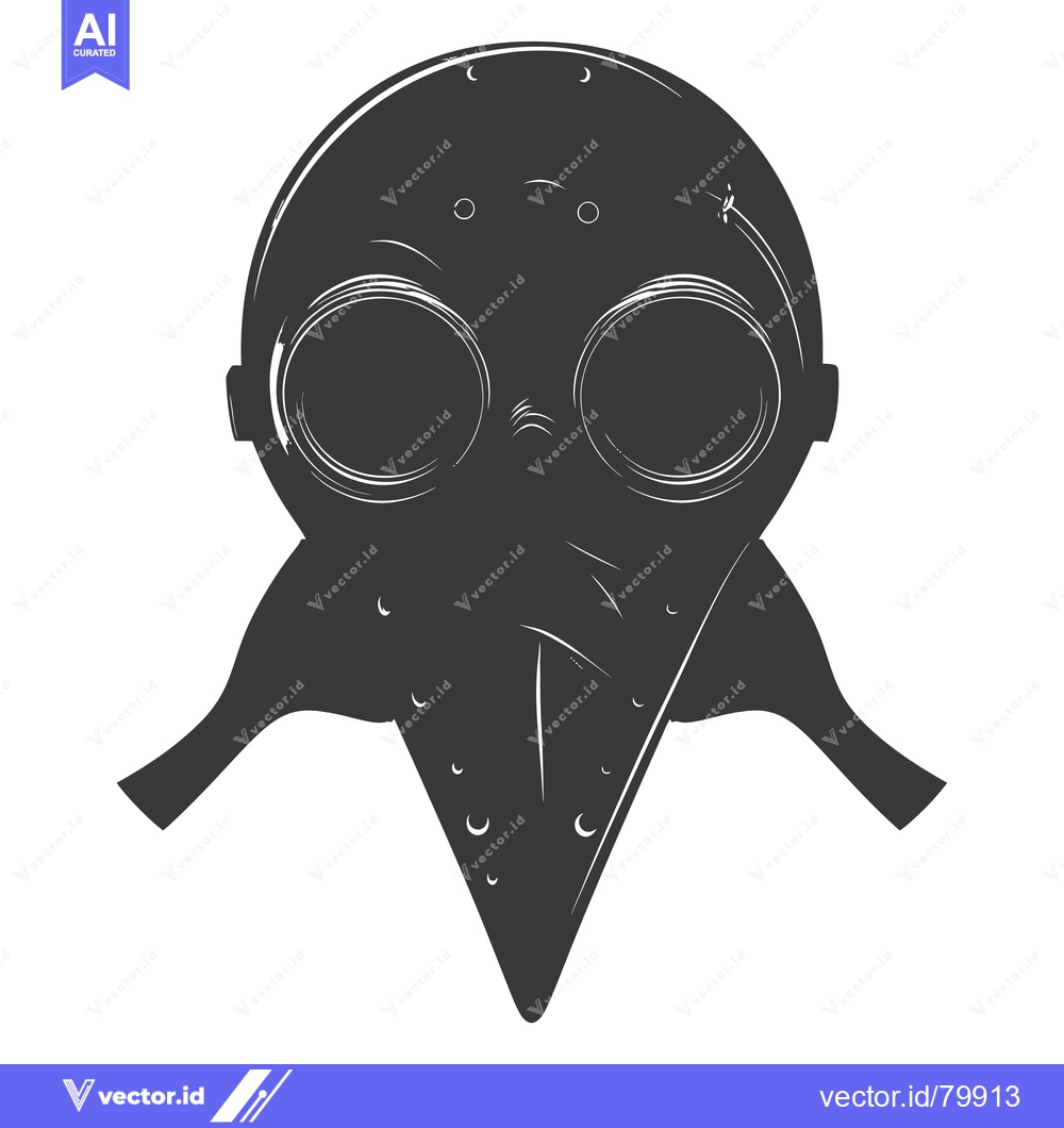 Premium Vector dari Silhouette of a Vintage Plague Doctor Mask with Goggles