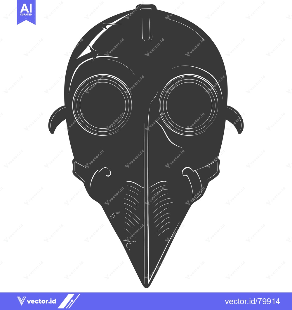 Premium Vector of A Vintage Black and White Illustration of a Plague Doctor Mask