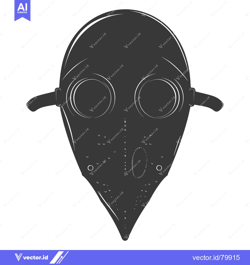 Premium Vector dari Black and White Illustration of a Plague Doctor Mask