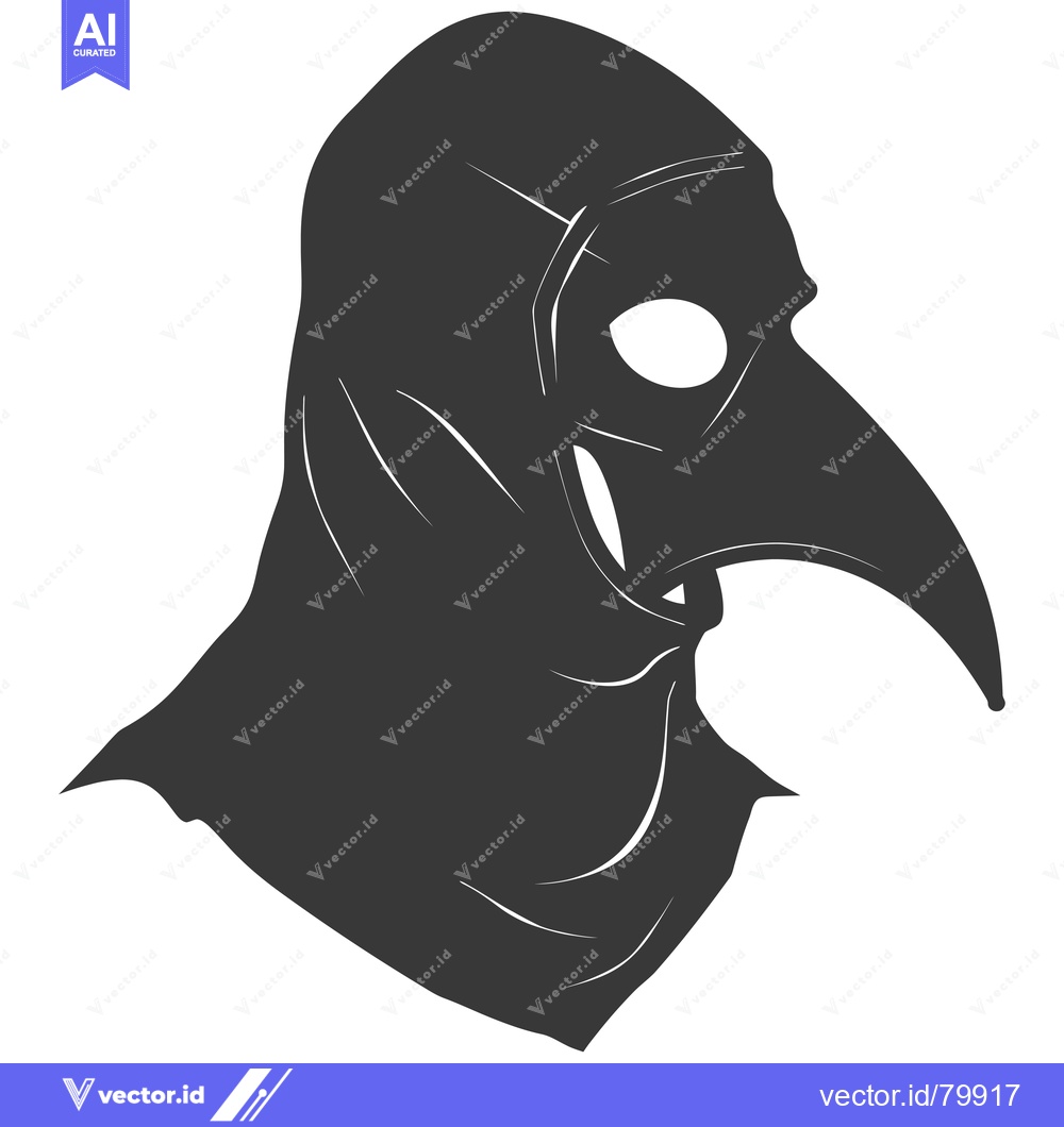 Premium Vector dari Black and White Silhouette of a Plague Doctor Mask