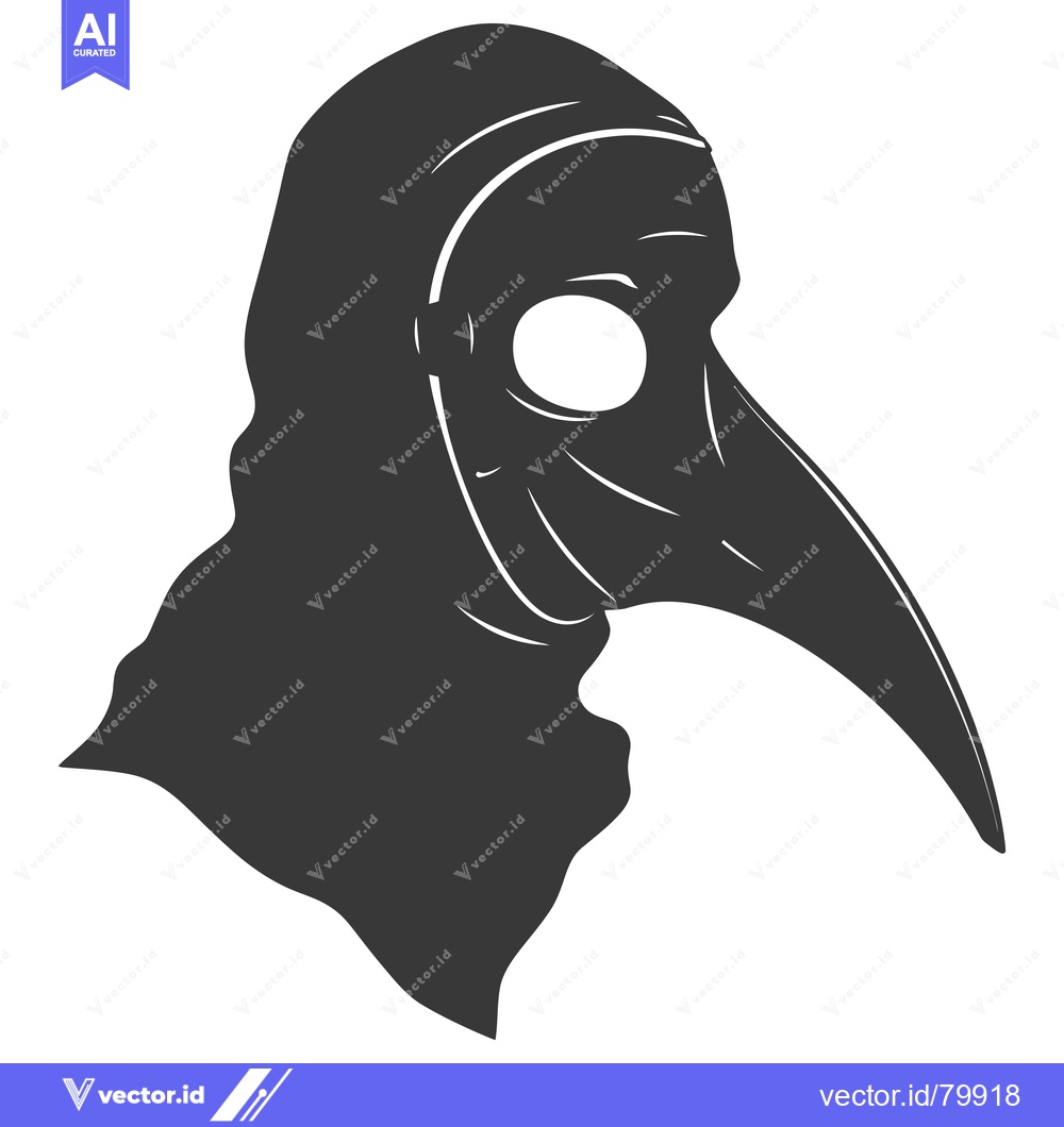 Premium Vector of Silhouette of a Plague Doctor's Mask with Hood