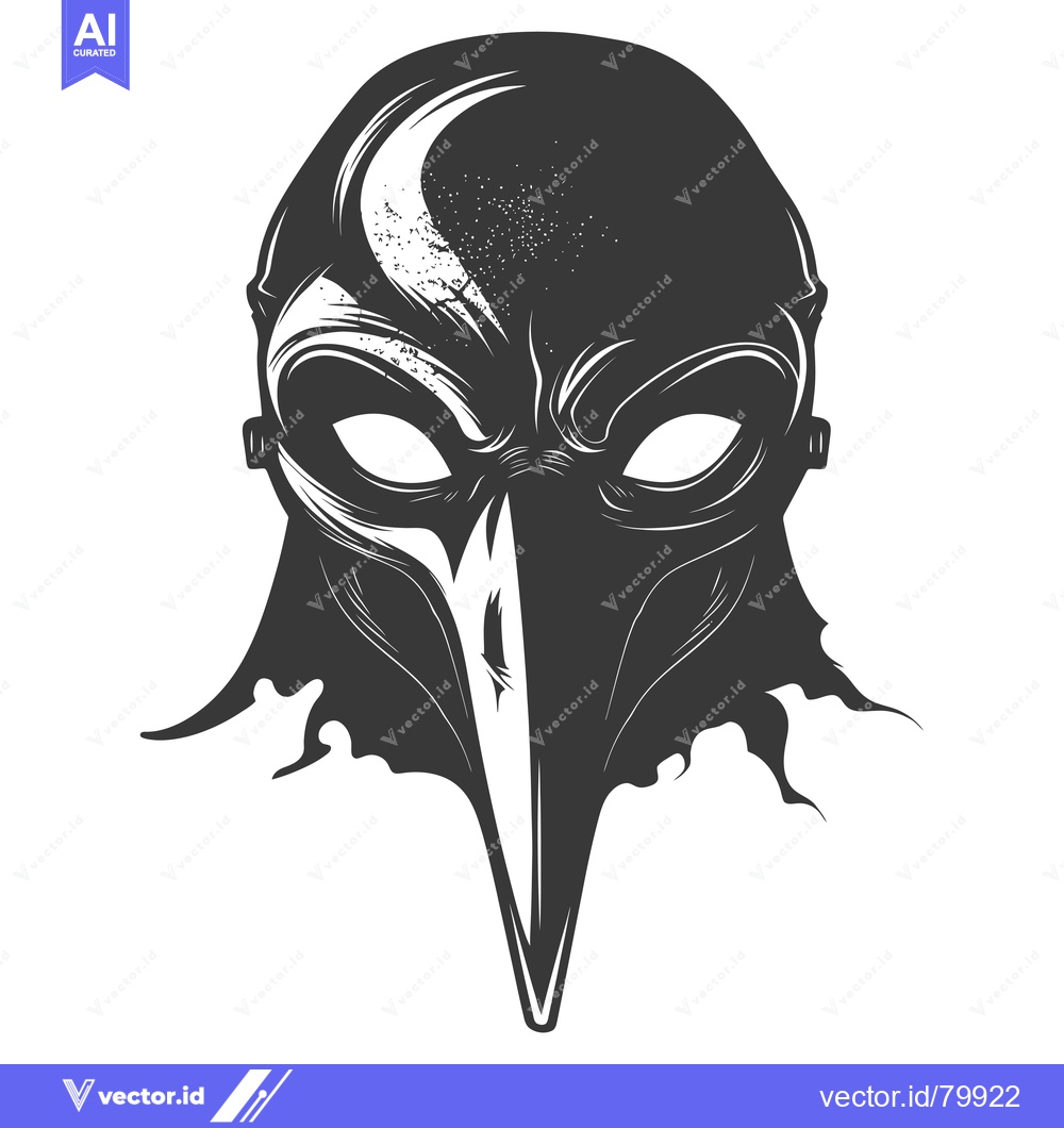 Premium Vector dari Black and White Illustration of a Long-Nosed Mask