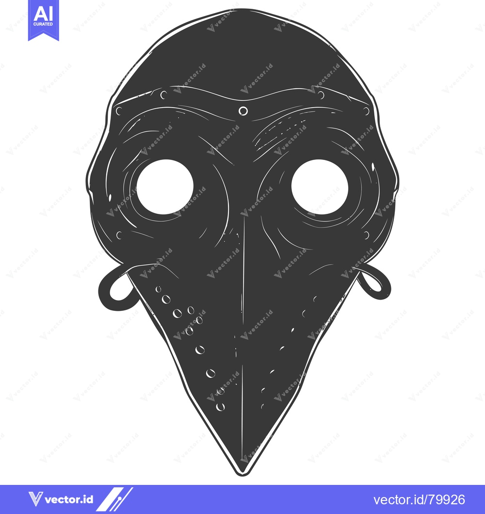 Premium Vector of A Black and White Sketch of a Plague Doctor's Mask