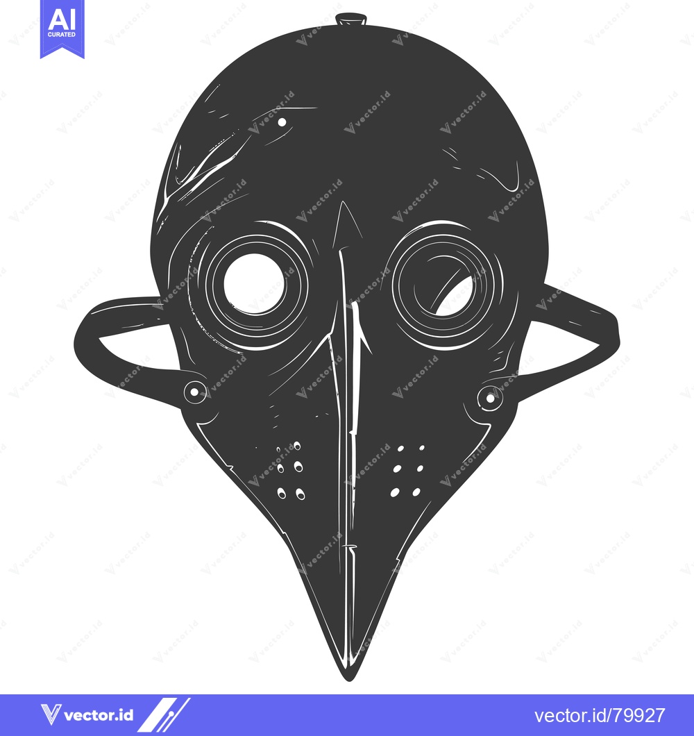 Premium Vector of Black and White Illustration of a Bird-like Mask