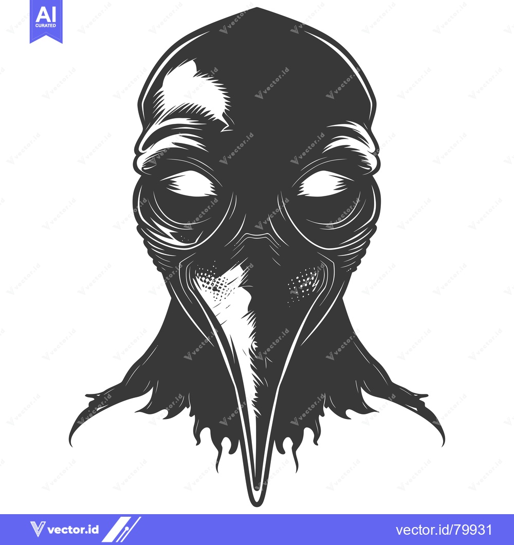 Premium Vector dari Black and White Illustration of a Plague Doctor Mask