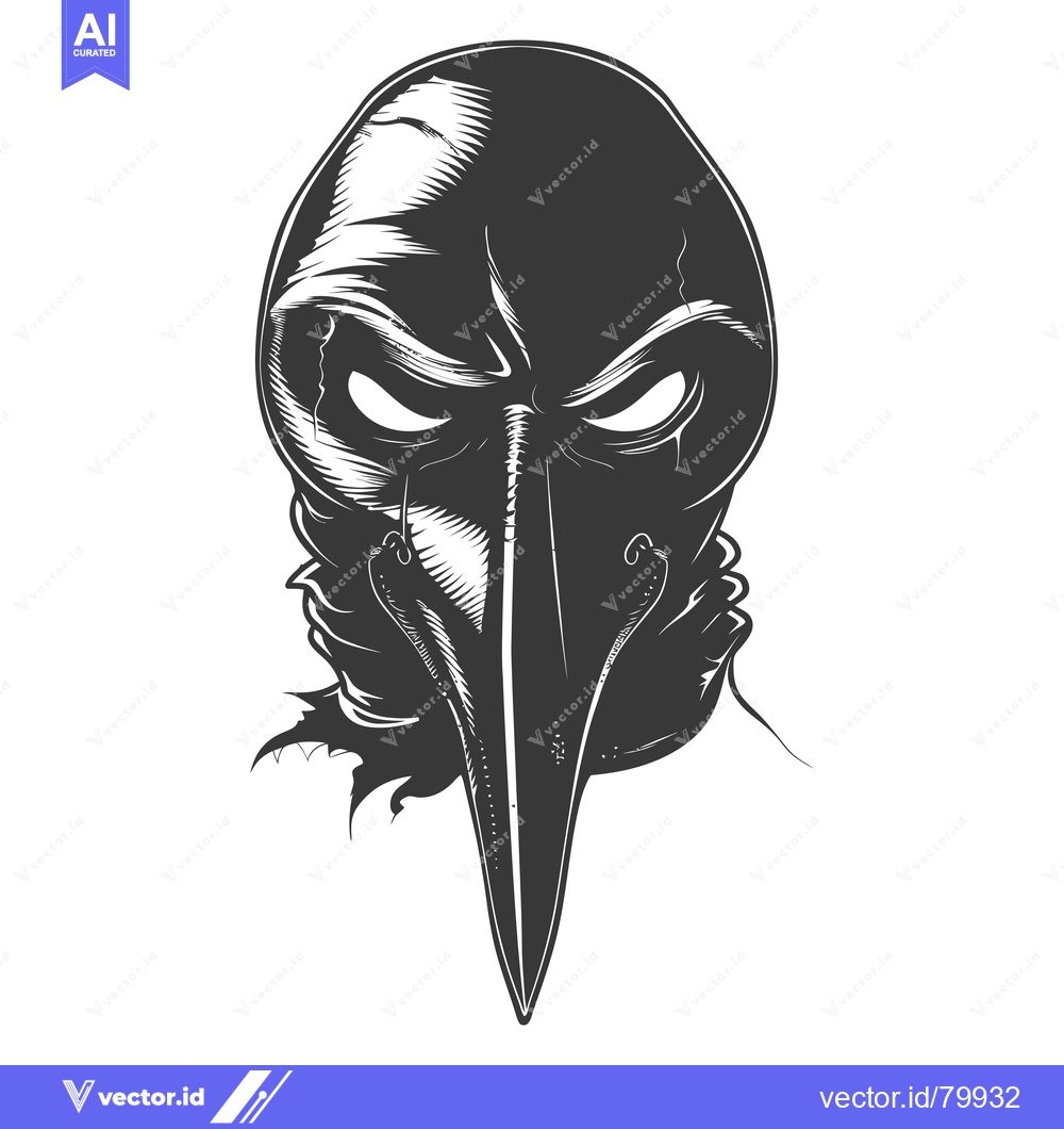 Premium Vector dari A Monochromatic Illustration of a Bird-like Mask