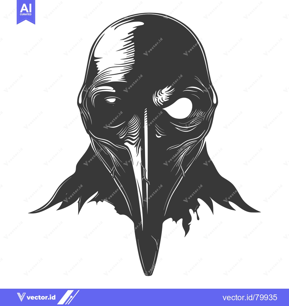 Premium Vector of A Monochromatic Illustration of a Bird Mask with a Long Beak