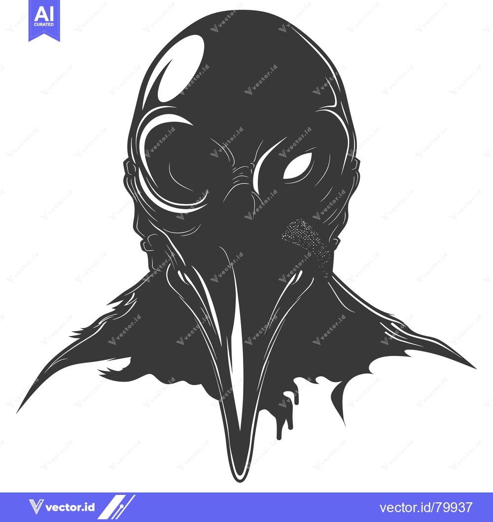 Premium Vector dari A Silhouette of a Person Wearing a Plague Doctor Mask