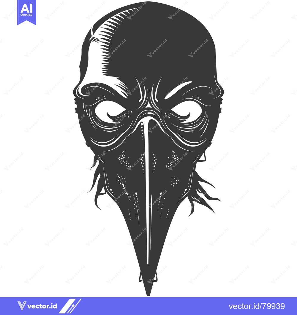 Premium Vector dari A Detailed Illustration of a Bird-like Plague Doctor Mask