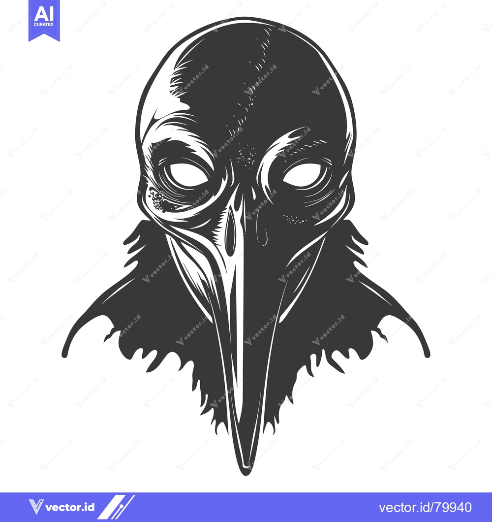 Premium Vector of Black and White Illustration of a Bird Mask
