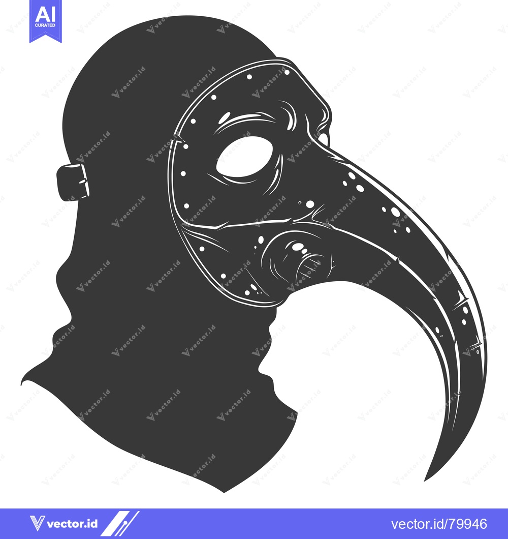Premium Vector dari Black and White Illustration of a Person Wearing a Plague Doctor Mask