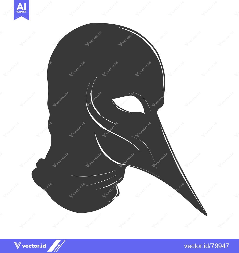 Premium Vector dari A Black and White Illustration of a Bird Mask with a Long Beak