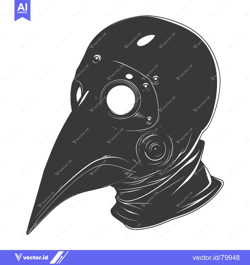 Premium Vector dari A Plague Doctor's Mask with a Long Beak and Eyeholes
