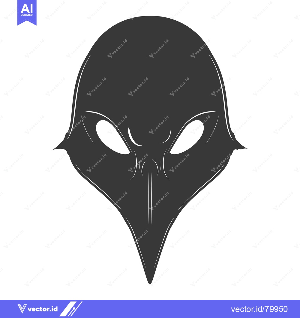 Premium Vector of Black and White Illustration of a Bird Mask