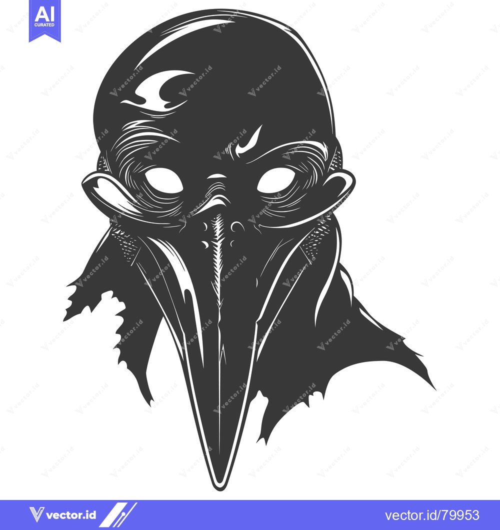 Premium Vector dari A Silhouetted Figure Wearing a Bird-Like Mask