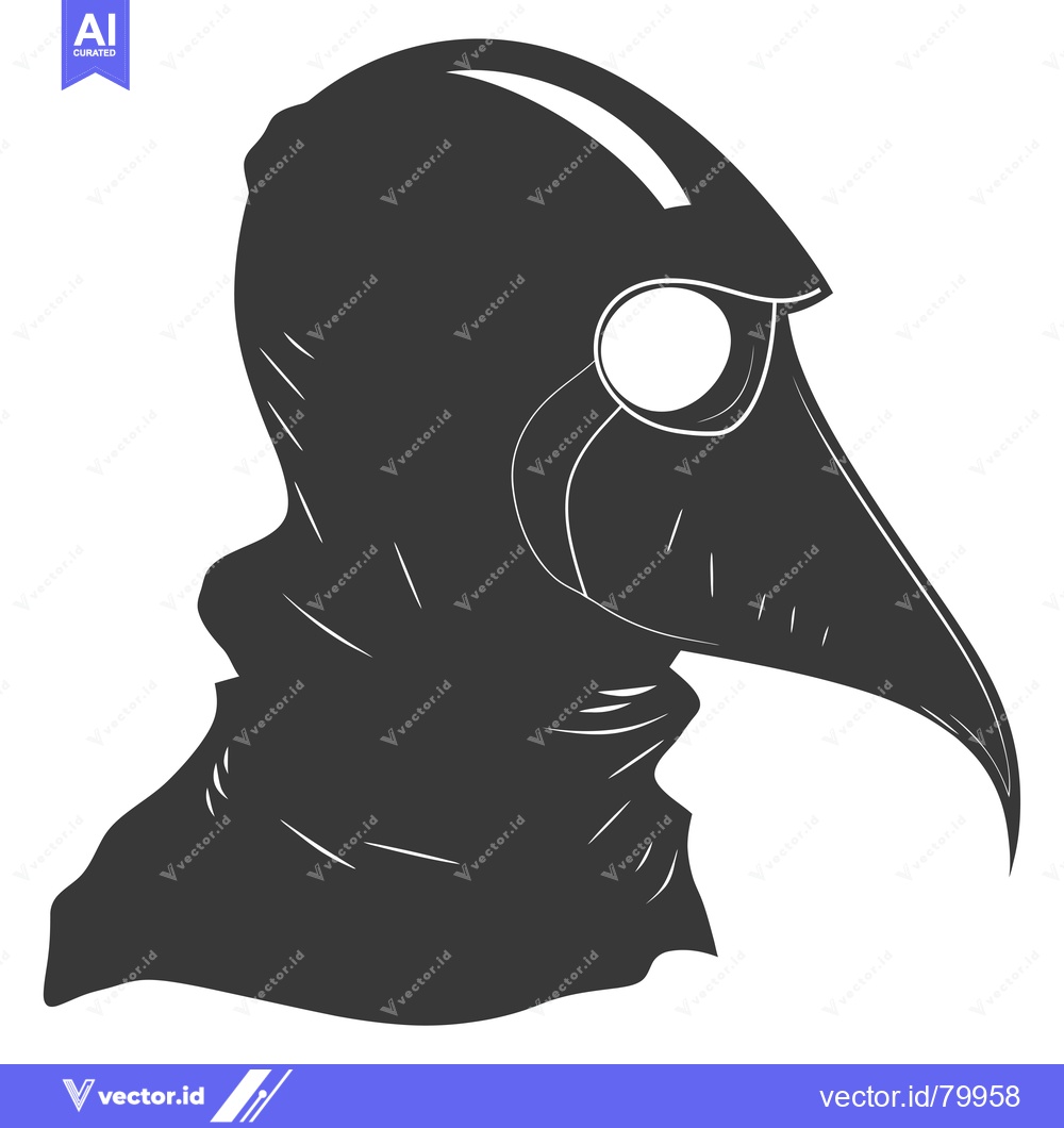 Premium Vector of Silhouette of a Plague Doctor Wearing a Bird-like Mask