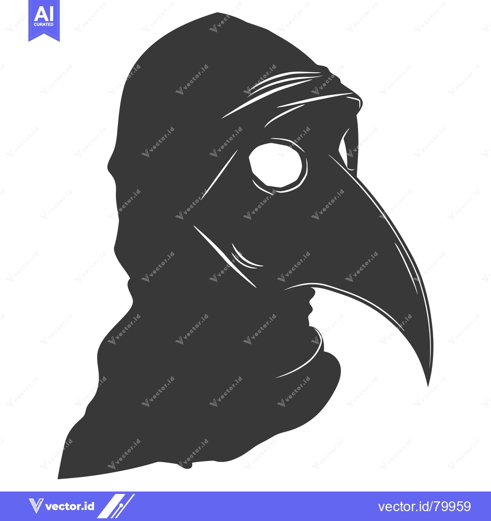 Premium Vector of Silhouette of a Plague Doctor Wearing a Mask with a Long Beak