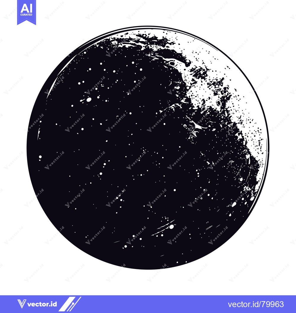 Premium Vector dari Black and White Illustration of a Waxing Gibbous Moon