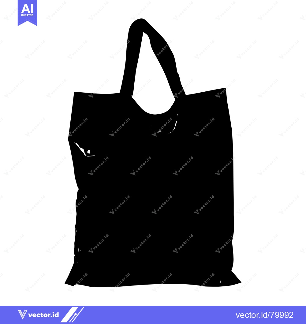 Premium Vector of Black and White Silhouette of a Tote Bag