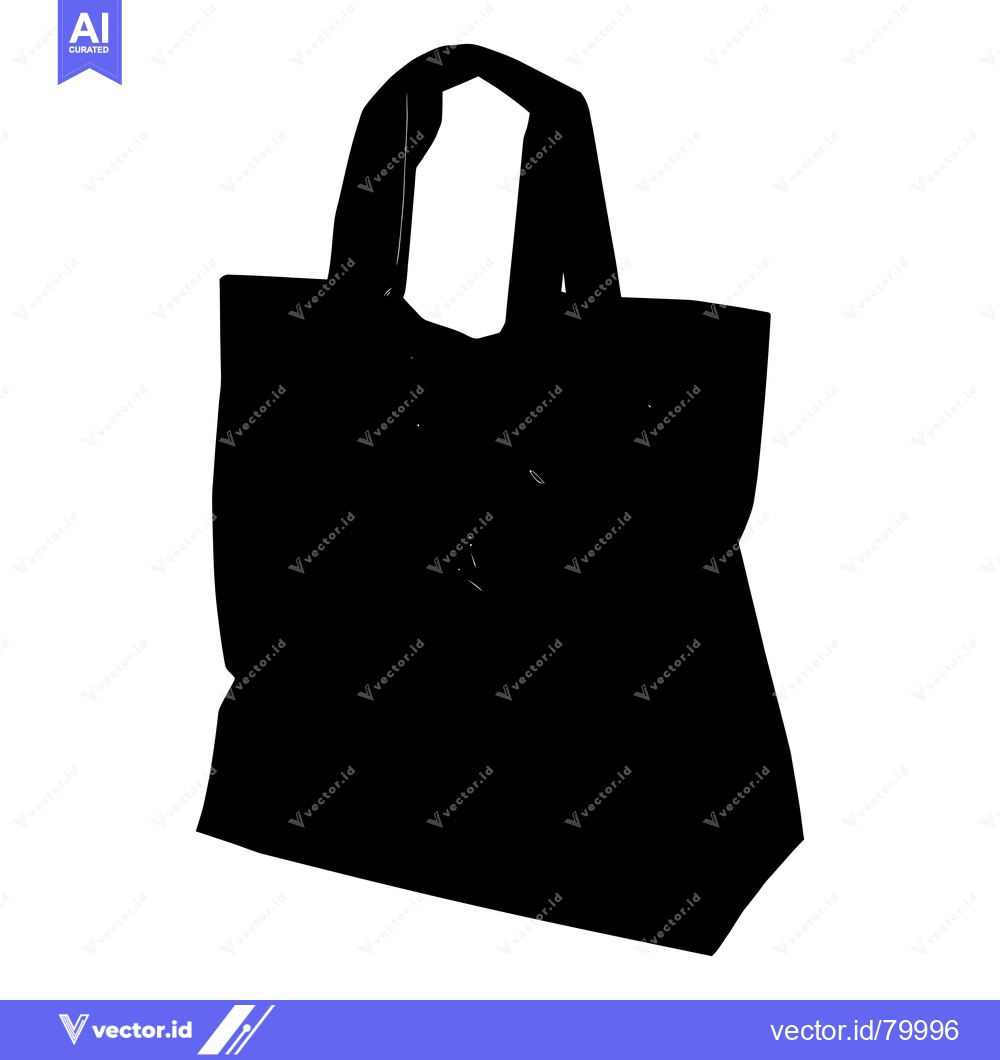 Premium Vector dari Black Tote Bag with Fabric Handles