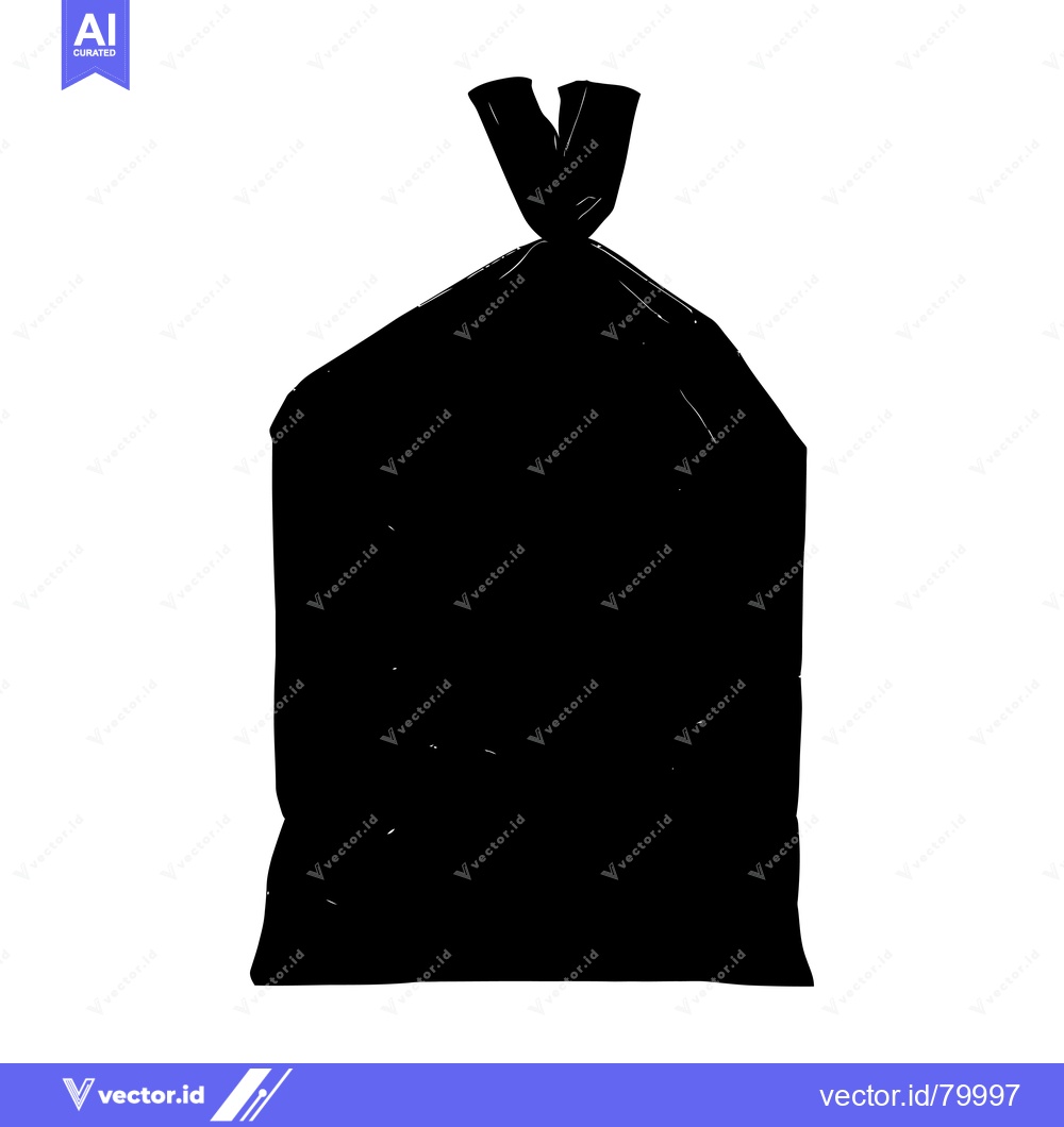 Premium Vector dari Black Silhouette of a Trash Bag