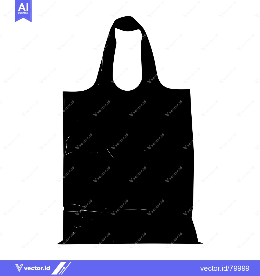 Premium Vector dari Black Silhouette of a Tote Bag with Handles