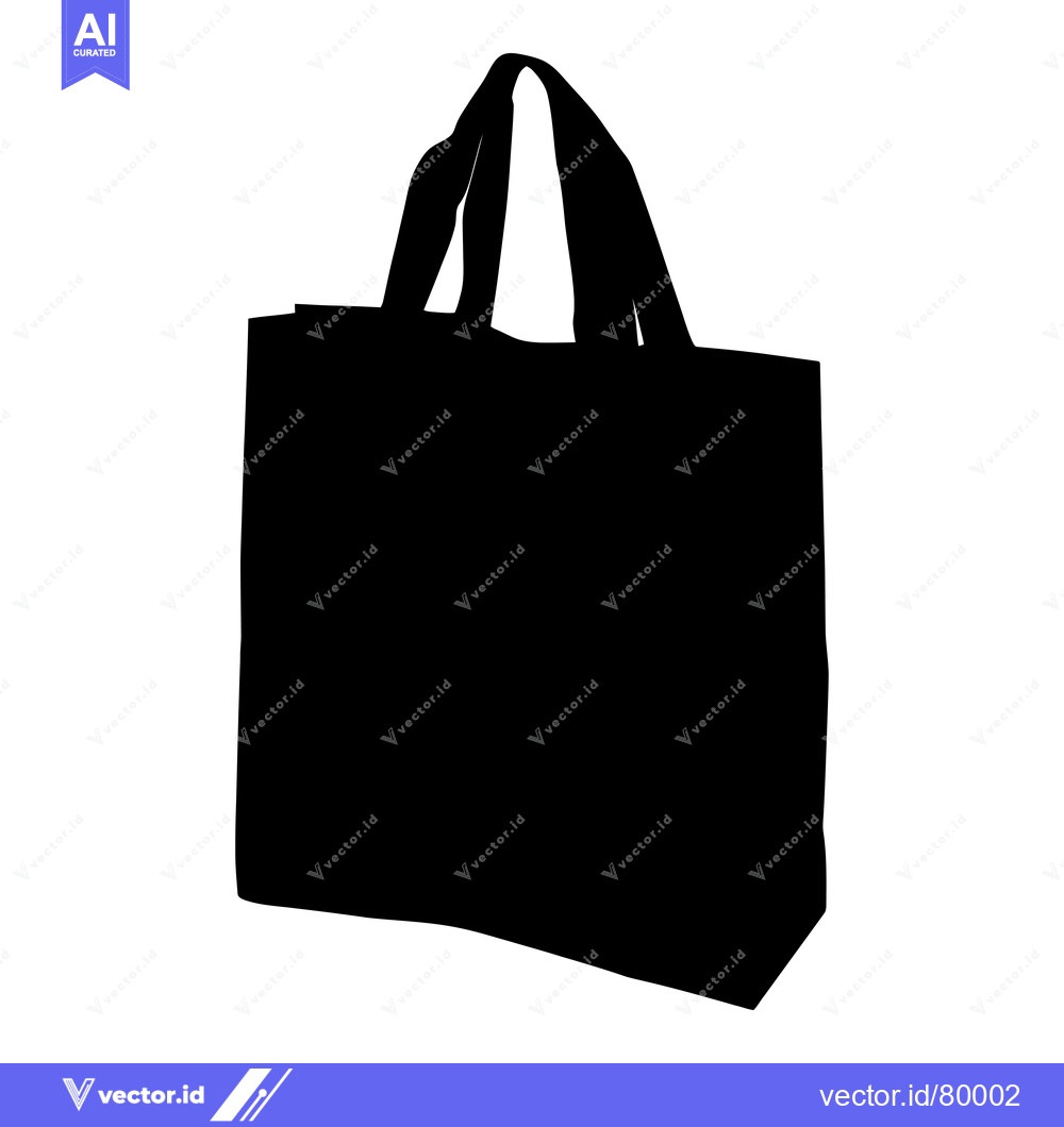 Premium Vector of Black Silhouette of a Tote Bag with Two Handles