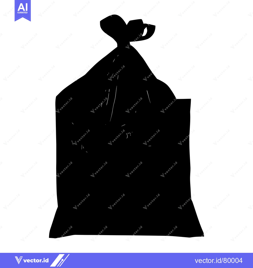 Premium Vector of A Black Silhouette of a Full Trash Bag
