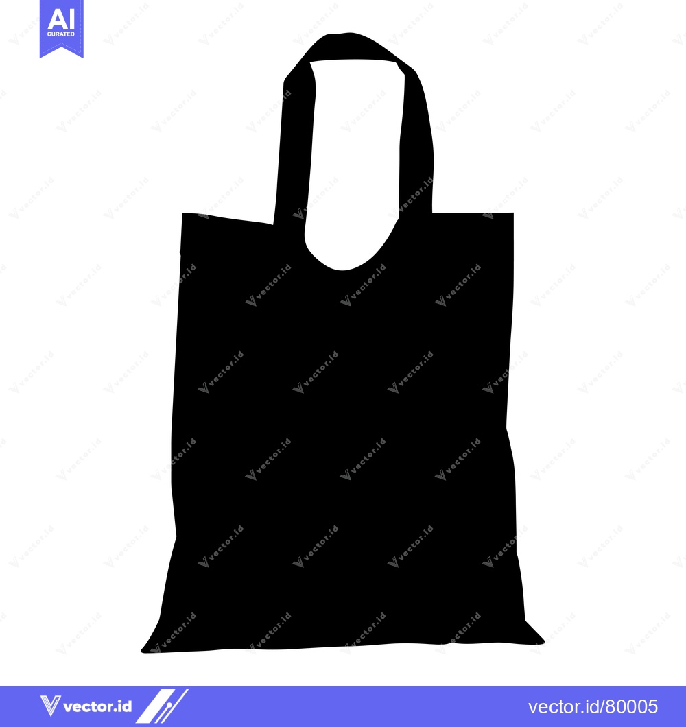 Premium Vector dari Black Silhouette of a Tote Bag with Handles