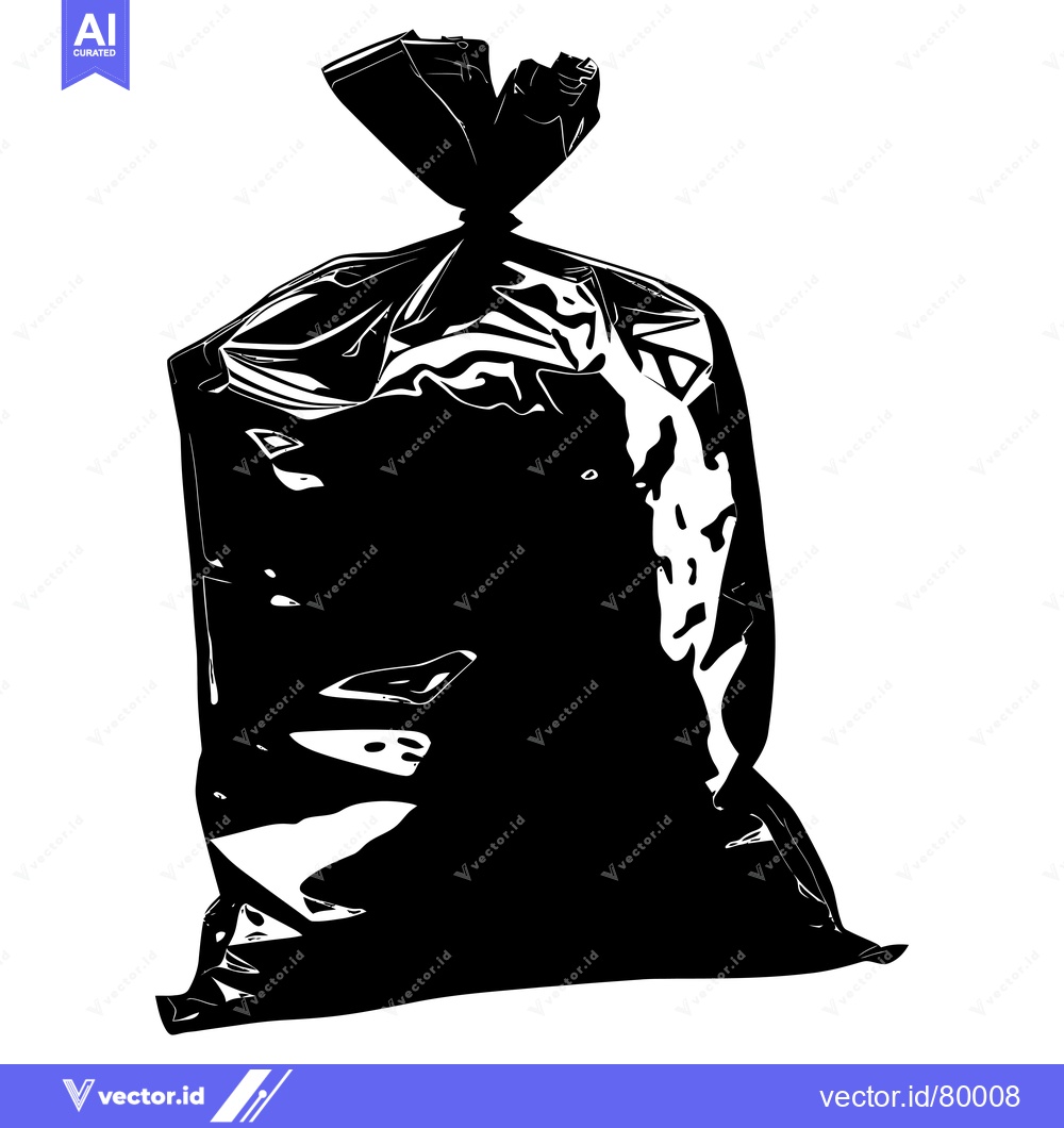 Premium Vector of A Black Garbage Bag With a Twisted Top