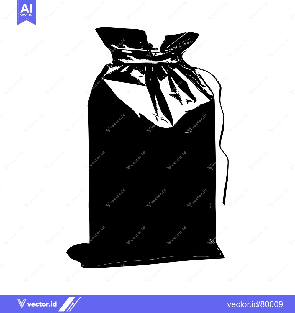 Premium Vector dari A Black Silhouette of a Bag with a String